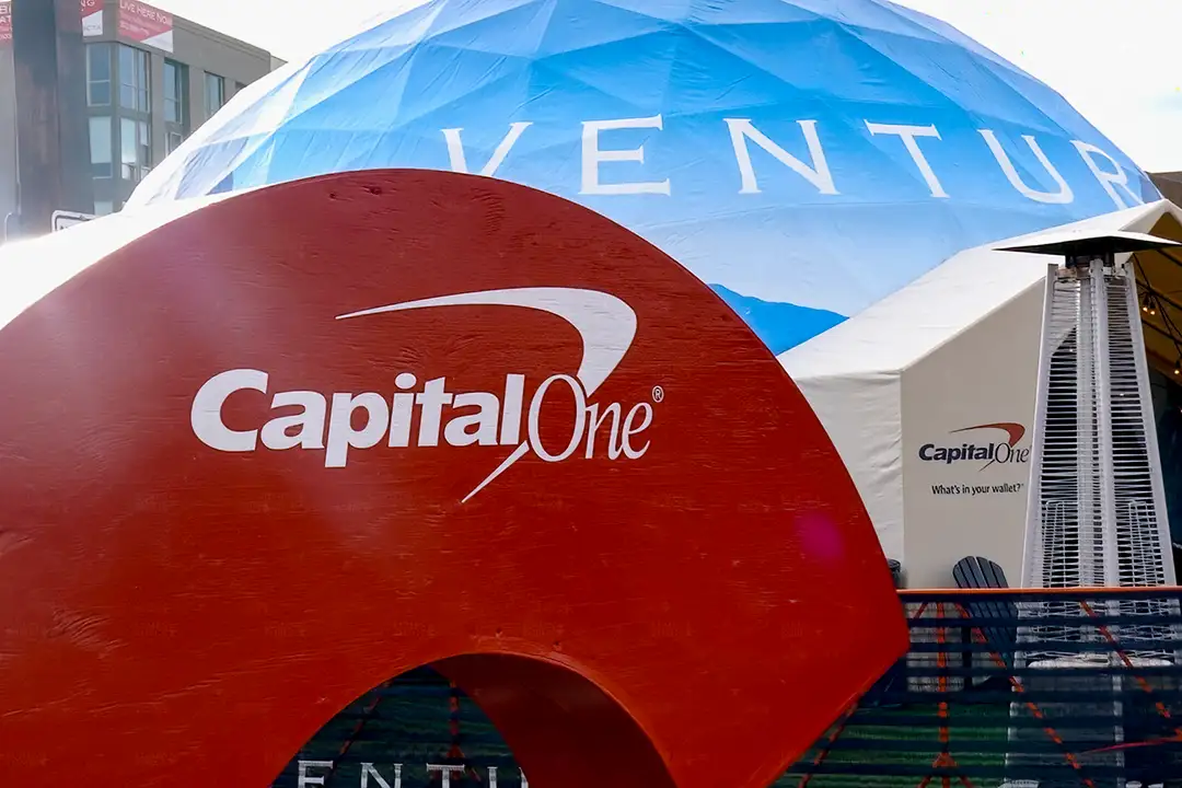 capital one dome sign in front of dome