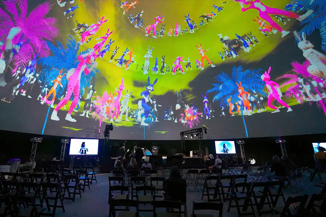 large dome size with colorful projection