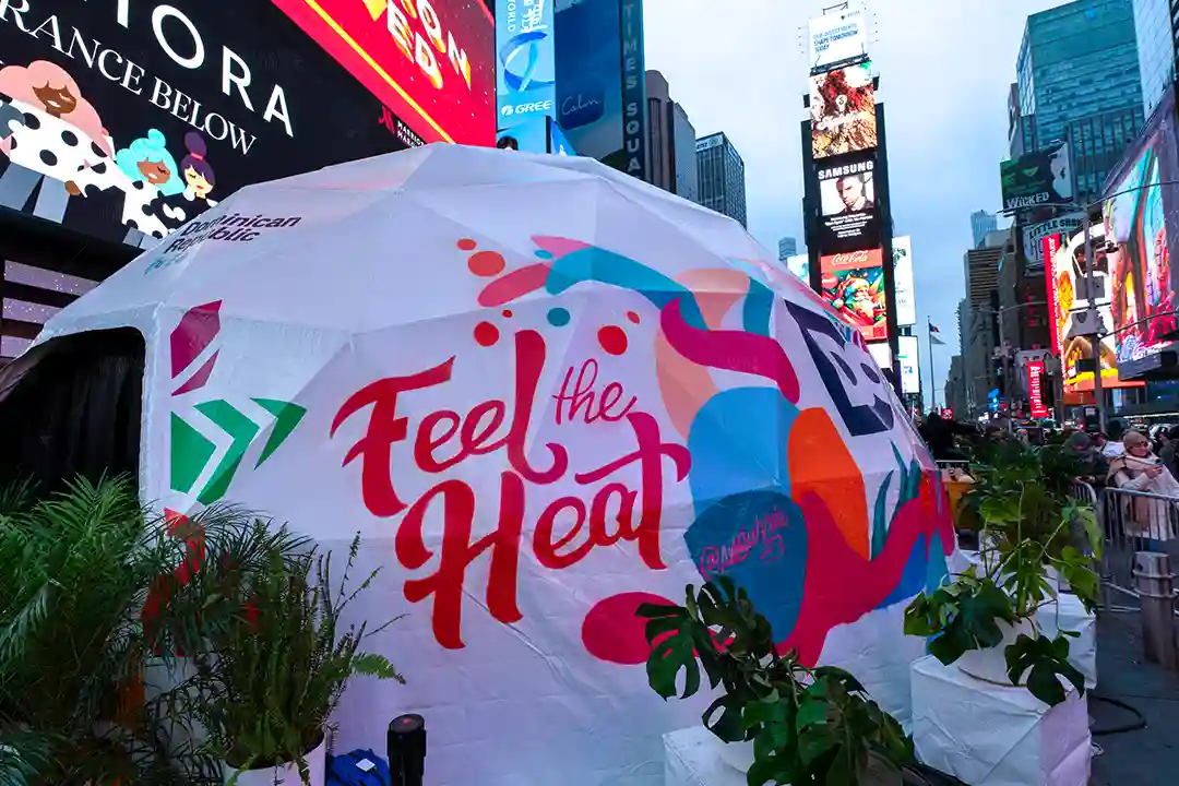 pop up mob times square new york event dome feel the heat