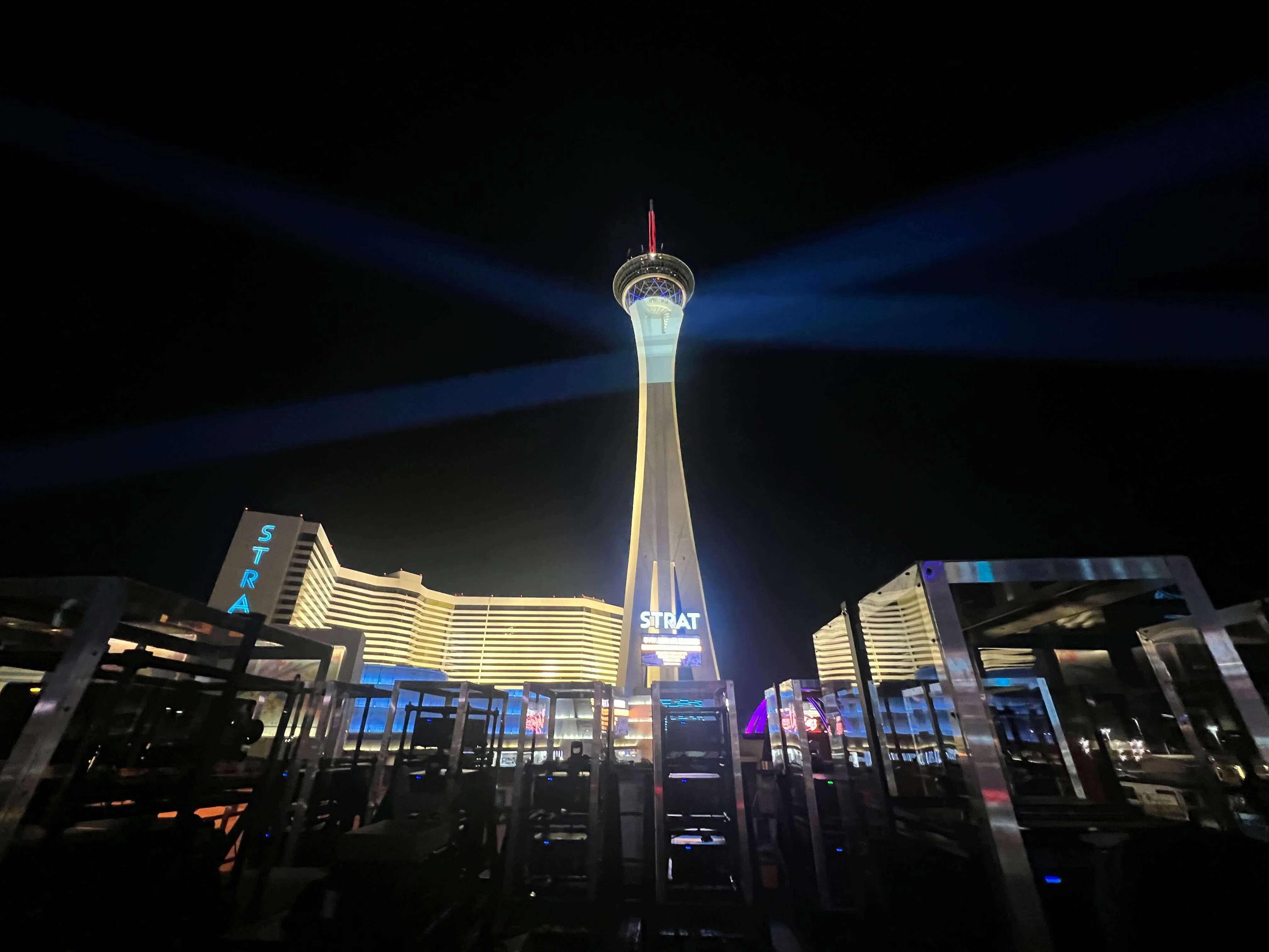 Architectural projection mapping show illuminating a building facade with animated visuals