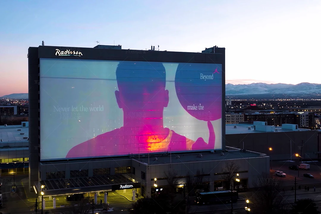 Architectural projection mapping at scale with vivid colors and light effects