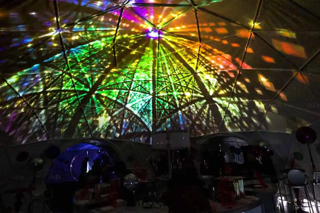 Big Sur Private Event Dome Interior Projection Mapping Rainbow