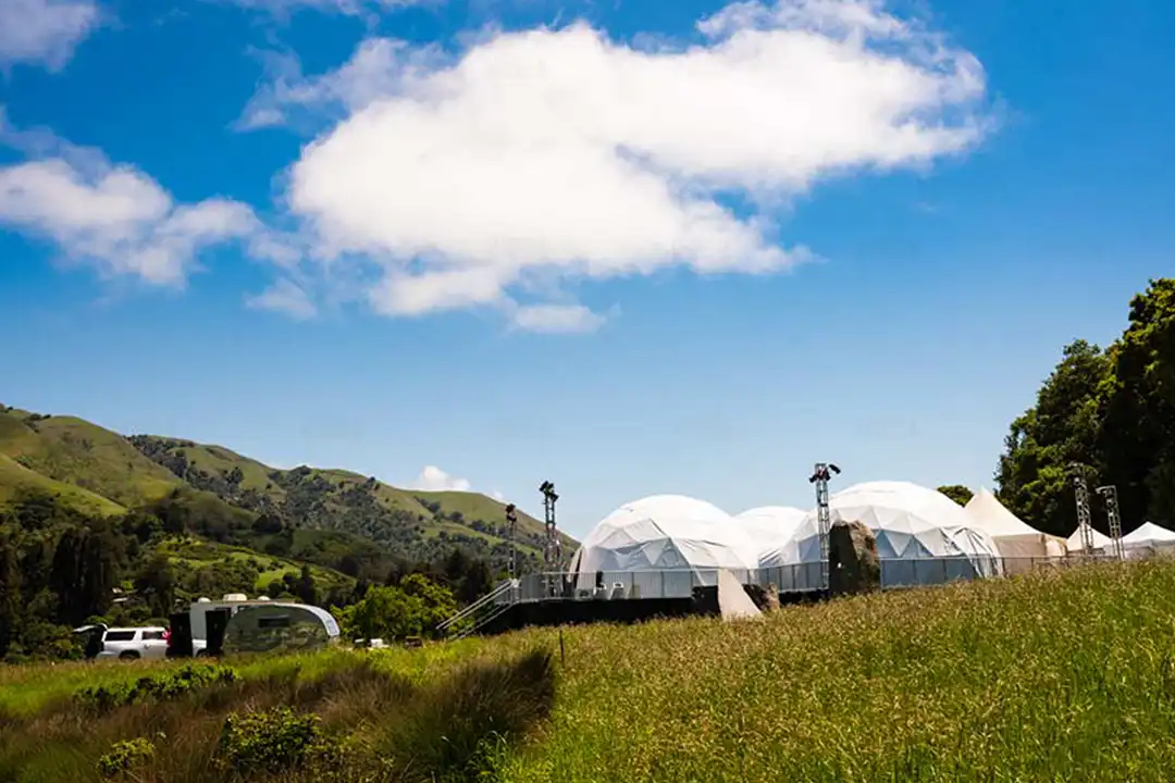 Big Sur Private Event Domes Outside With Hill Views