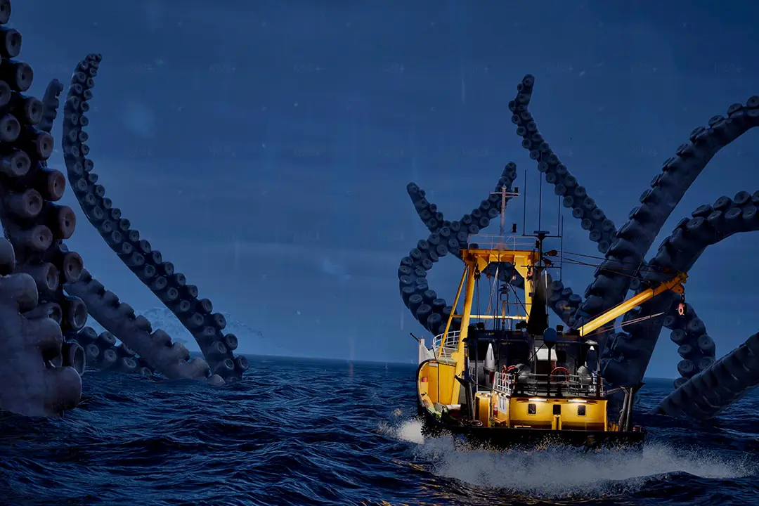 Dreambox 360 custom Ghost Ship projection mapping installation by Lumen and Forge