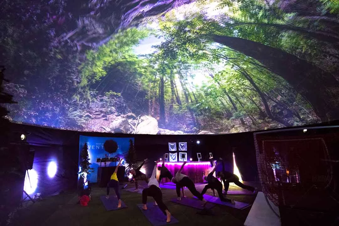 Immersive event dome installation for Capital One Venture, featuring large scale projection mapping and experiential brand environment