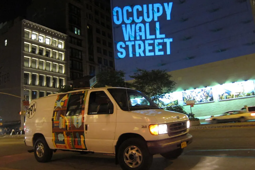occupy wall street mobile projection by Illuminator group