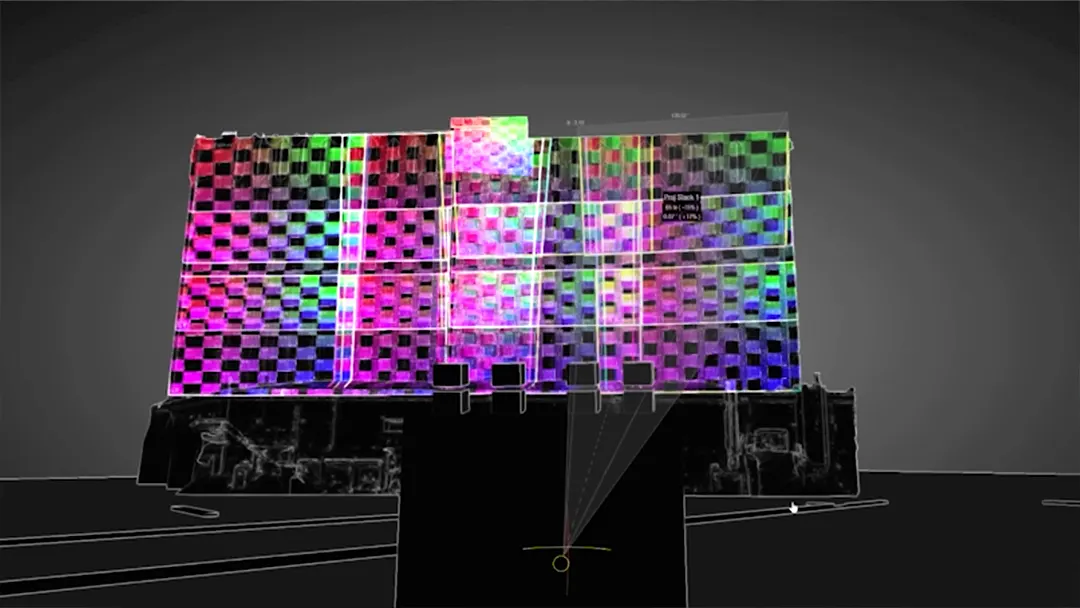 Photogrammetry process creating a 3D model from multiple photos for accurate projection mapping