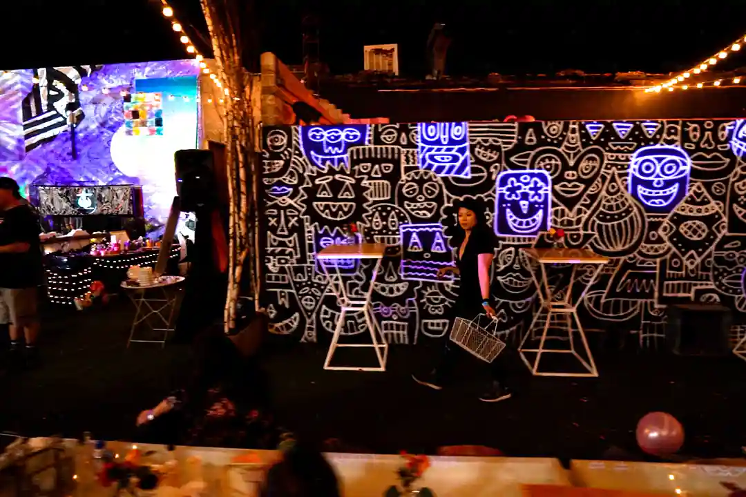 Picnic In The Alley Ferguson Las Vegas Art District Event Bartender Wall Projection