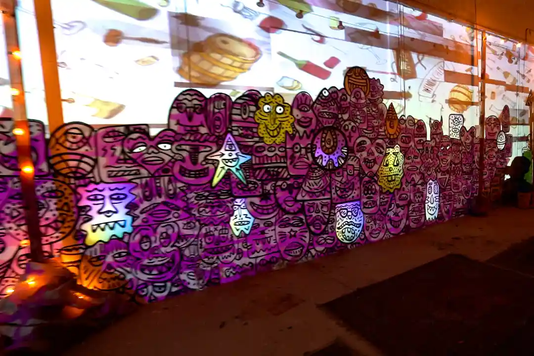 Picnic In The Alley Ferguson Las Vegas Art District Event Wall Projection Faces