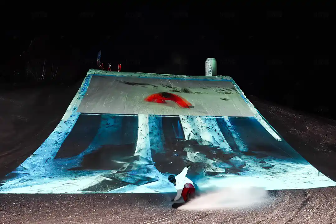 Samuel Adams Air Apres Snow Cave Projection Snowboarder