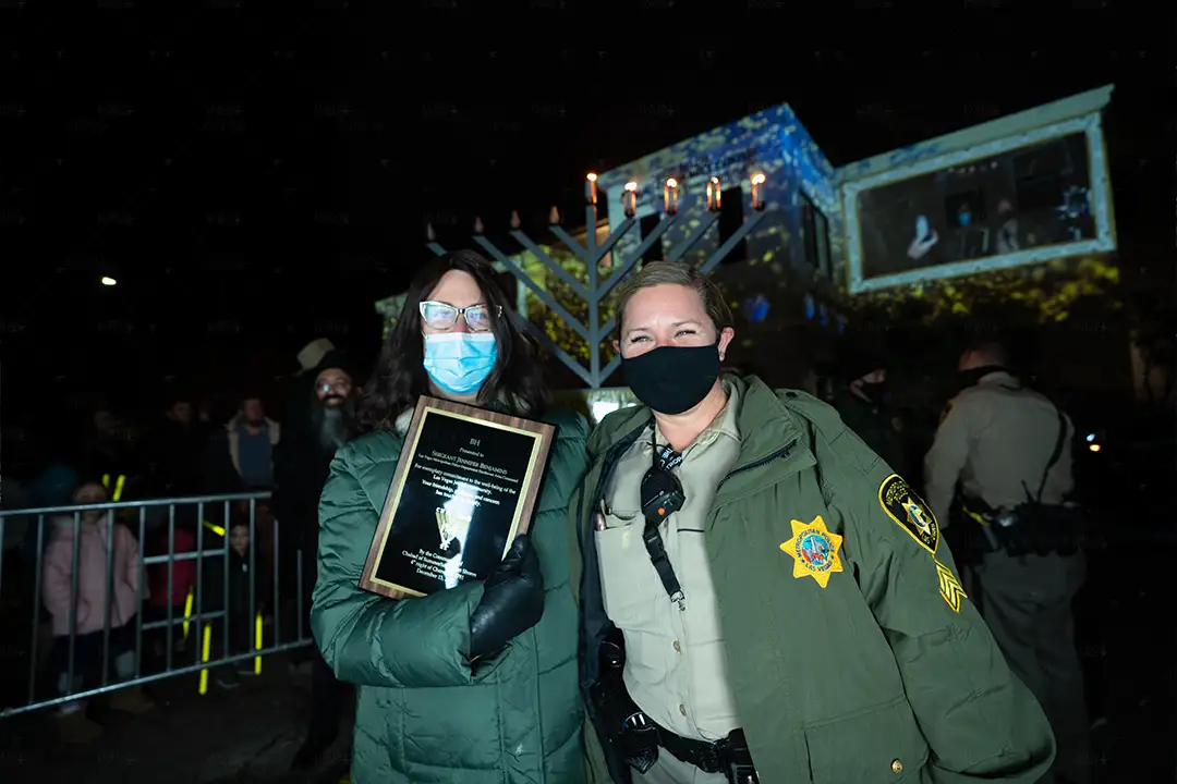 Synagogue Chabad Chanukah Celebration Projection Police Officers