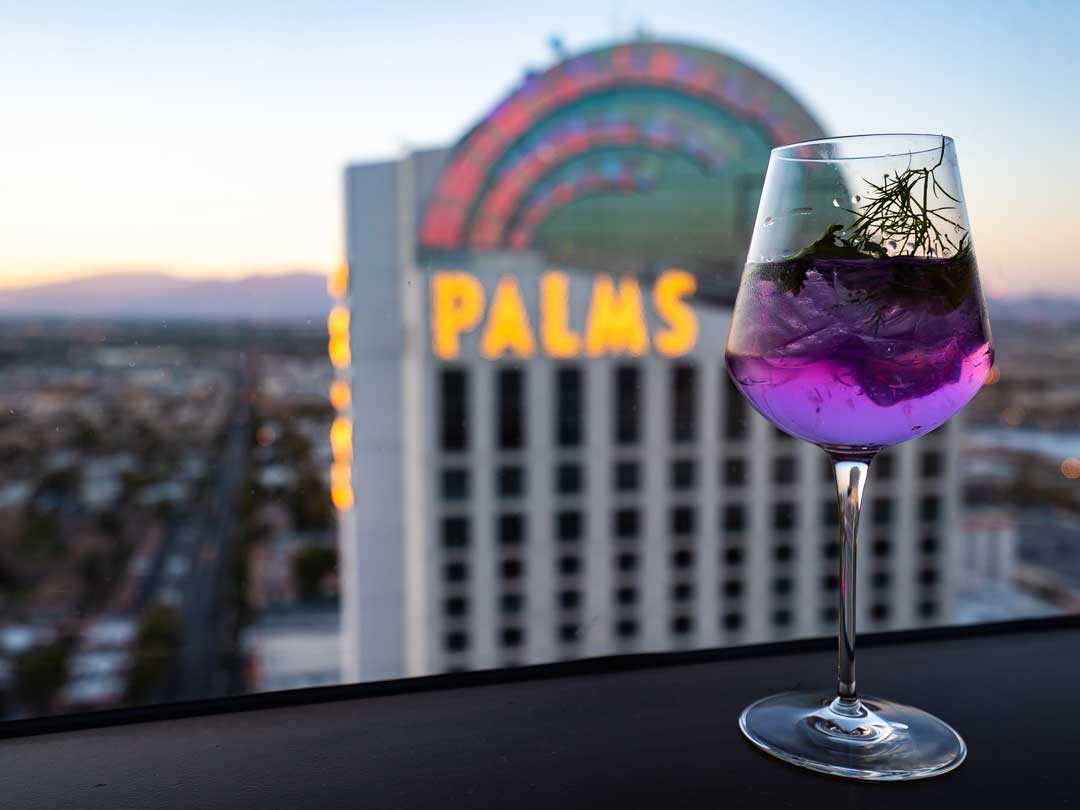View from Vegas Strip of the Palms Casino cocktail